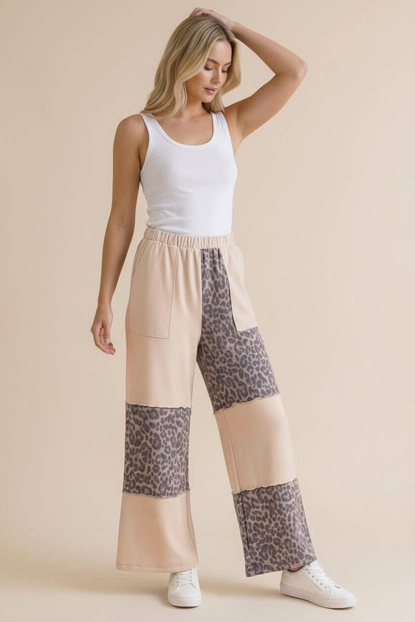 French Terry Leopard Color Block W/pocket