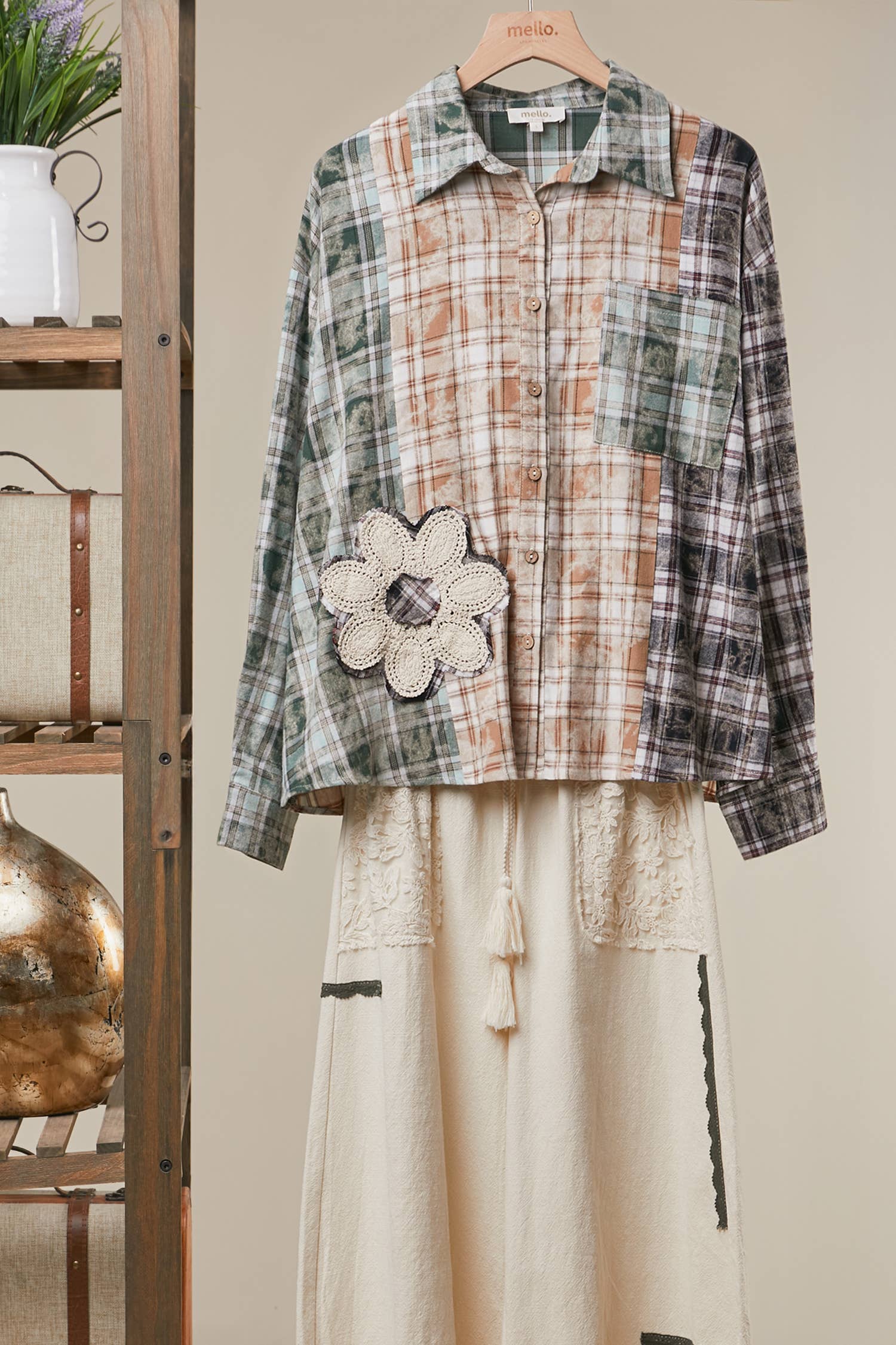 Vintage Patchwork Plaid Shirt Jacket