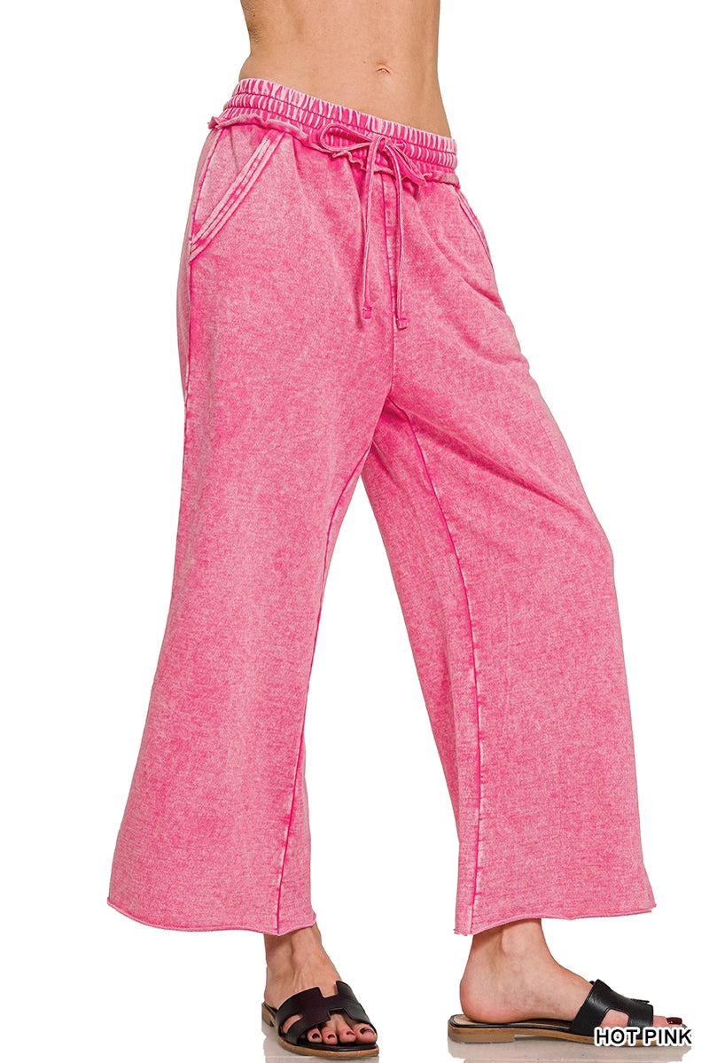 Washed French Terry Palazzo With Pockets
