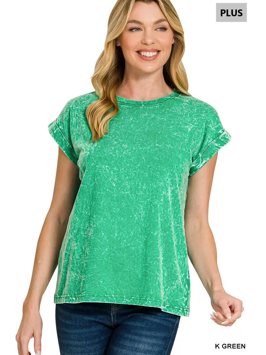 Plus Crinkle Washed Short Sleeve Top