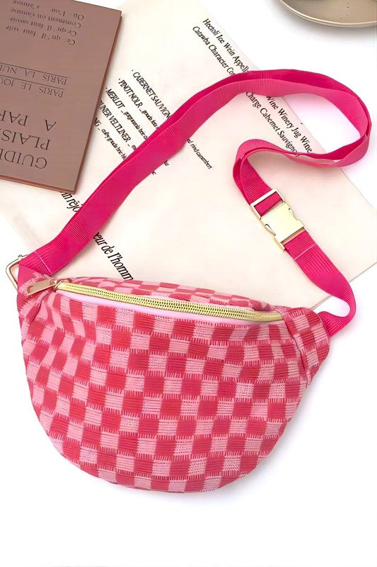 Checkered Waist Crossbody Sling Bag