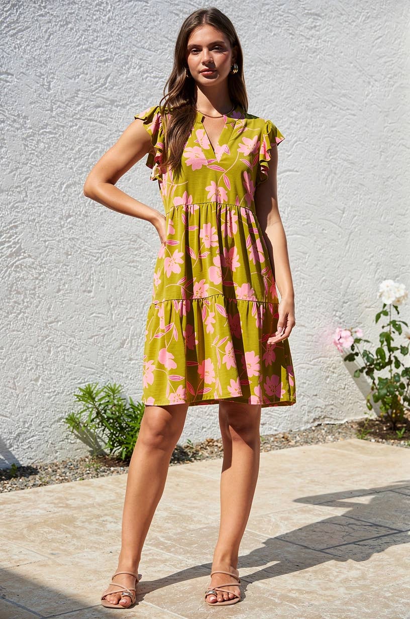 Flutter Sleeve Tiered Forever Dress