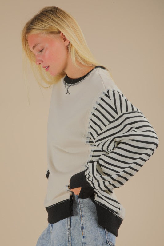 Oversized Striped Casual Knit Top