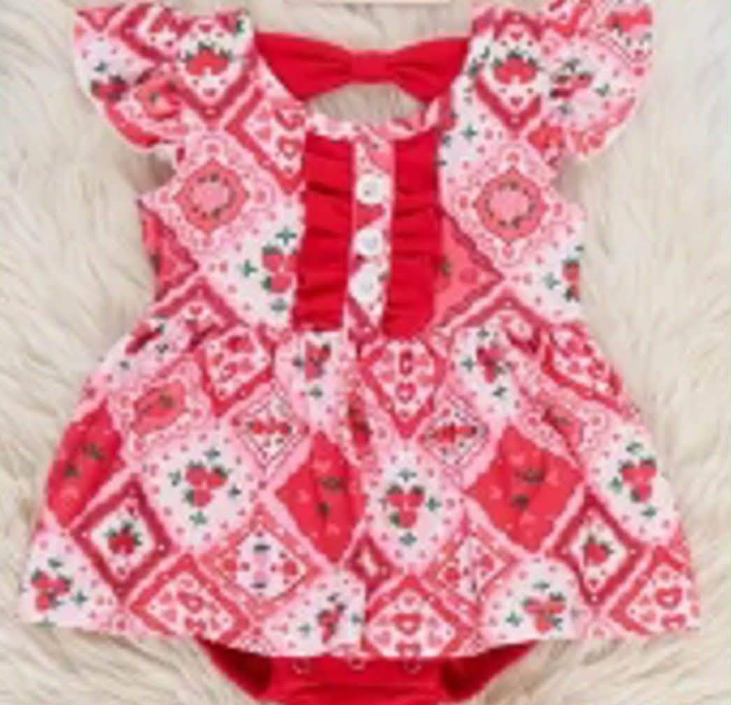 Strawberry Garden Ruffle Bubble Romper
