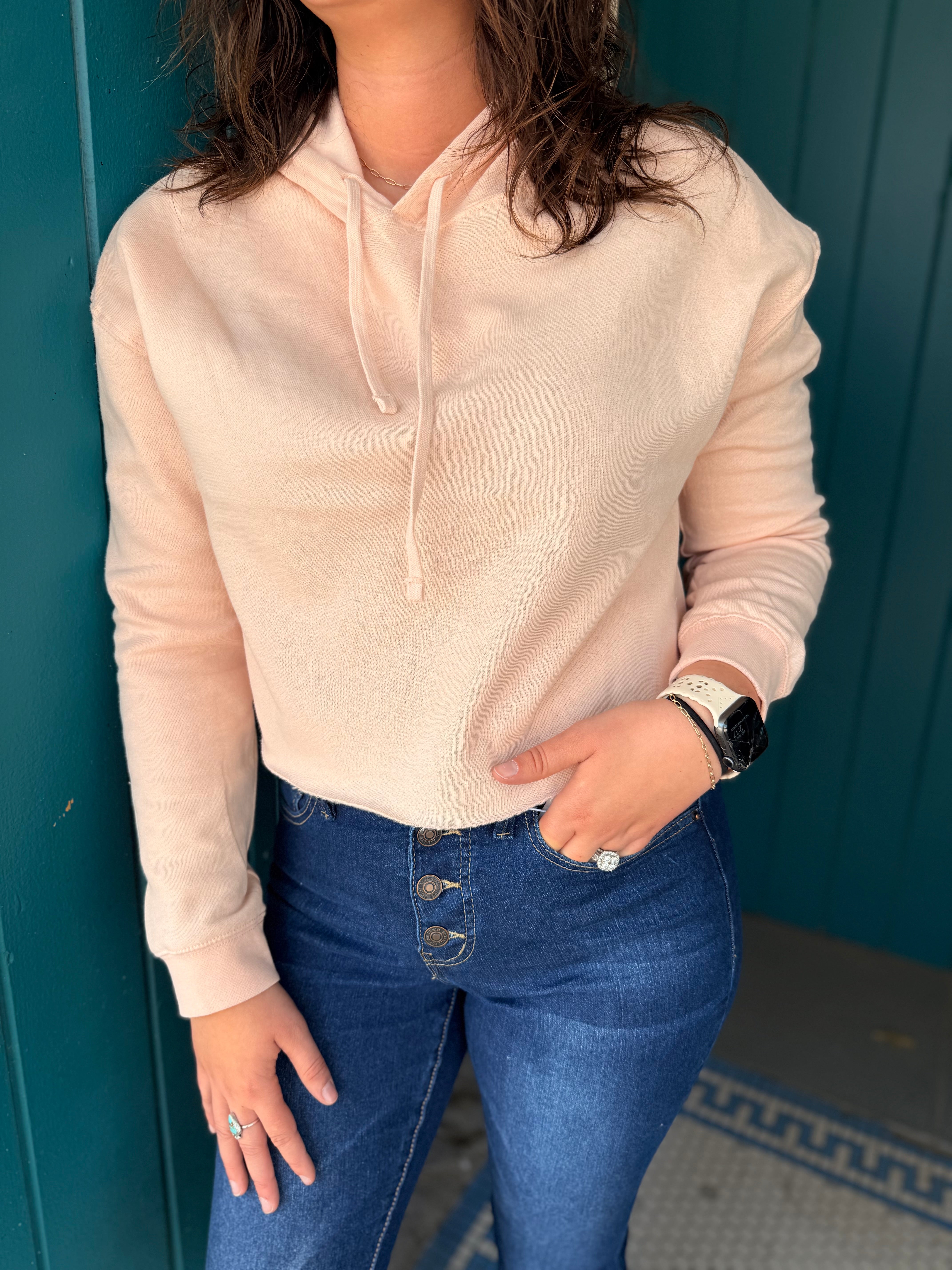 Lightweight Crop Hooded Sweatshirt