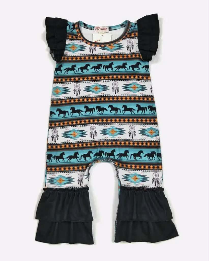 Turquoise Aztec Romper