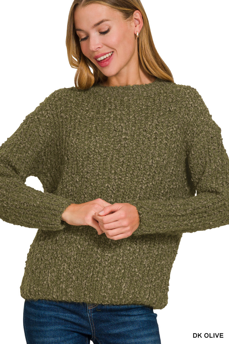Brushed round neck sweater