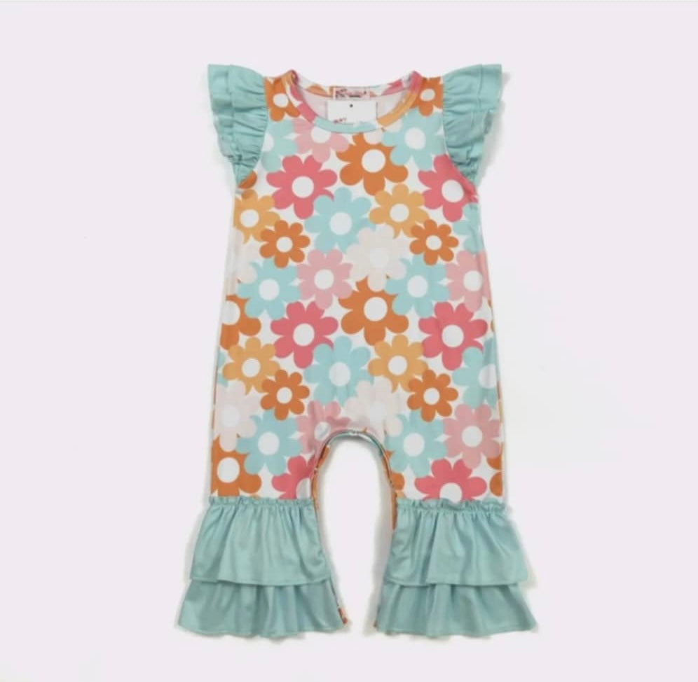 Baby Aqua Daisy Romper