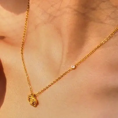 18K Stainless Steel Tarnish Free Flower Necklace