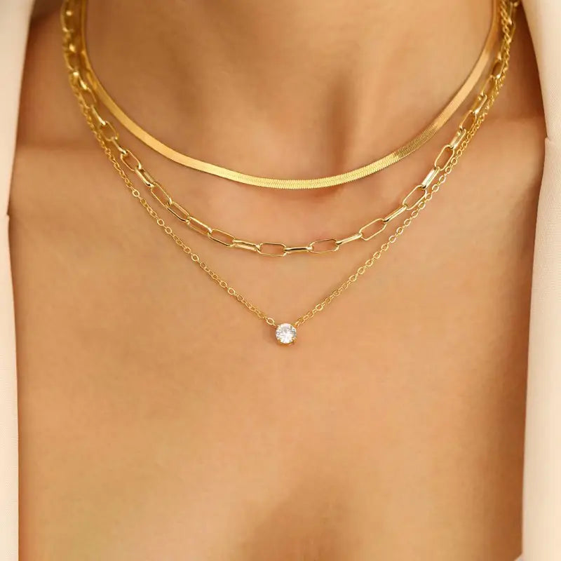 18K Stainless Steel Tarnish Free Layered Neck