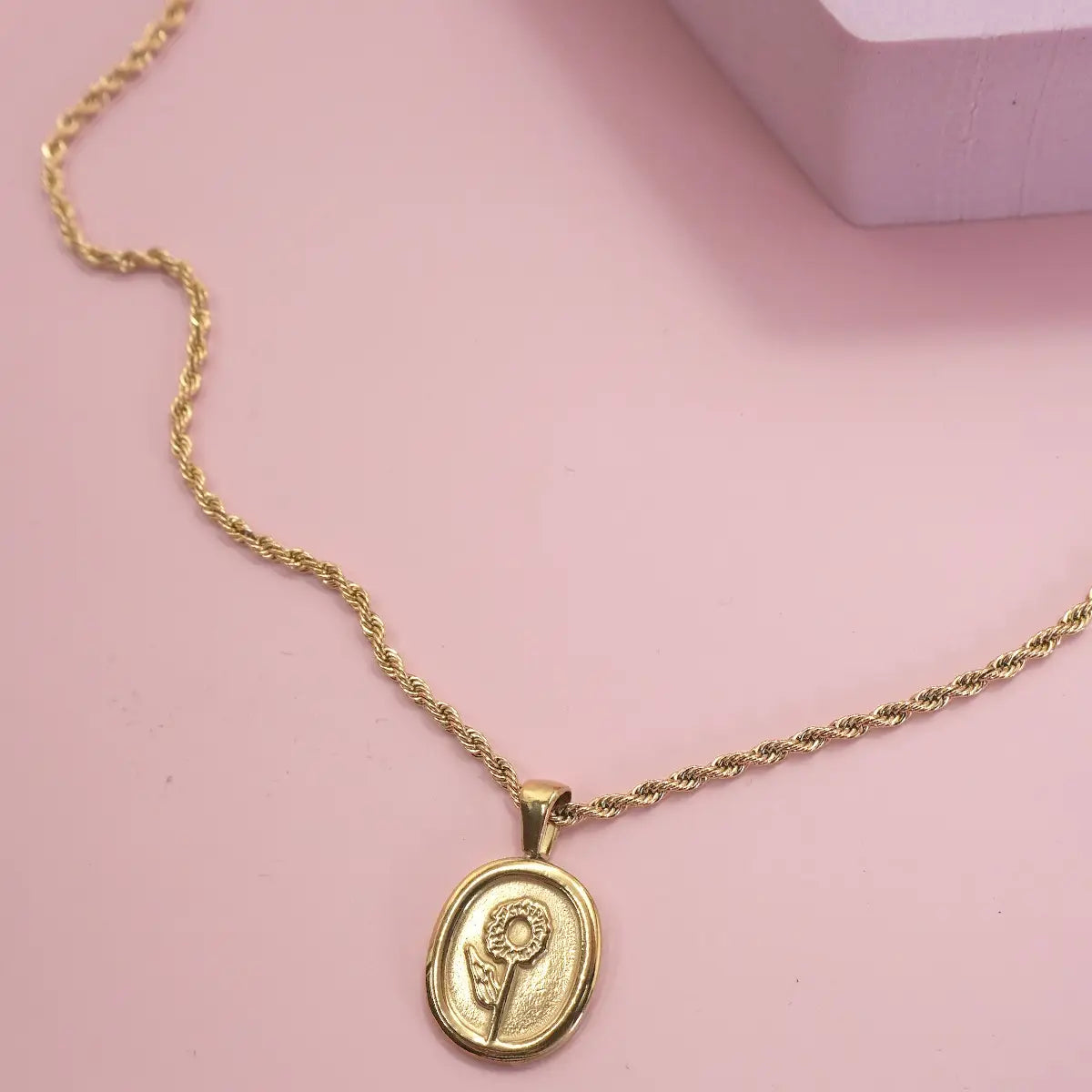 18K Stainless Steel Tarnish Free Rose Necklace