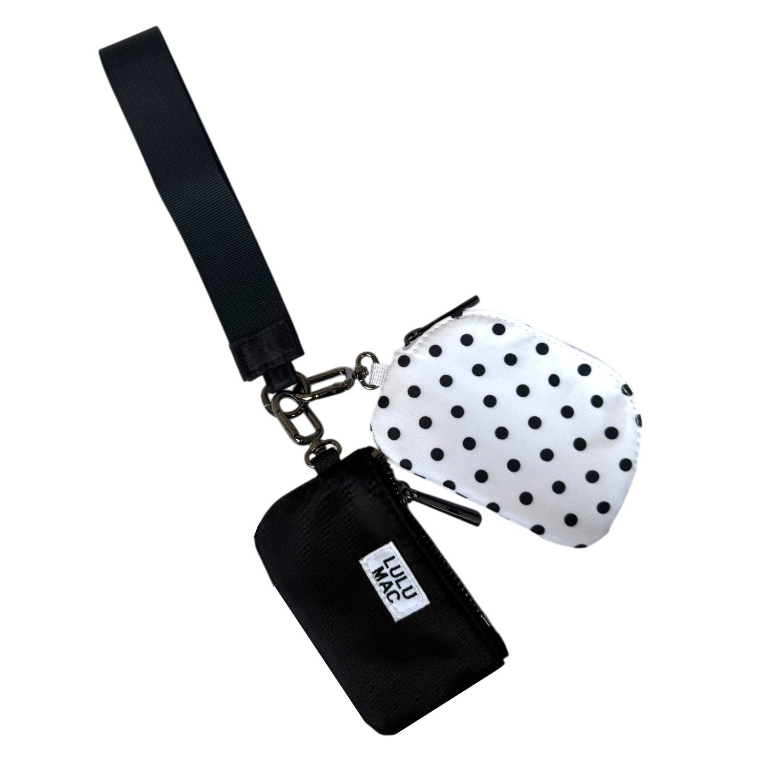 White/Black Dots Compact wrist wallet