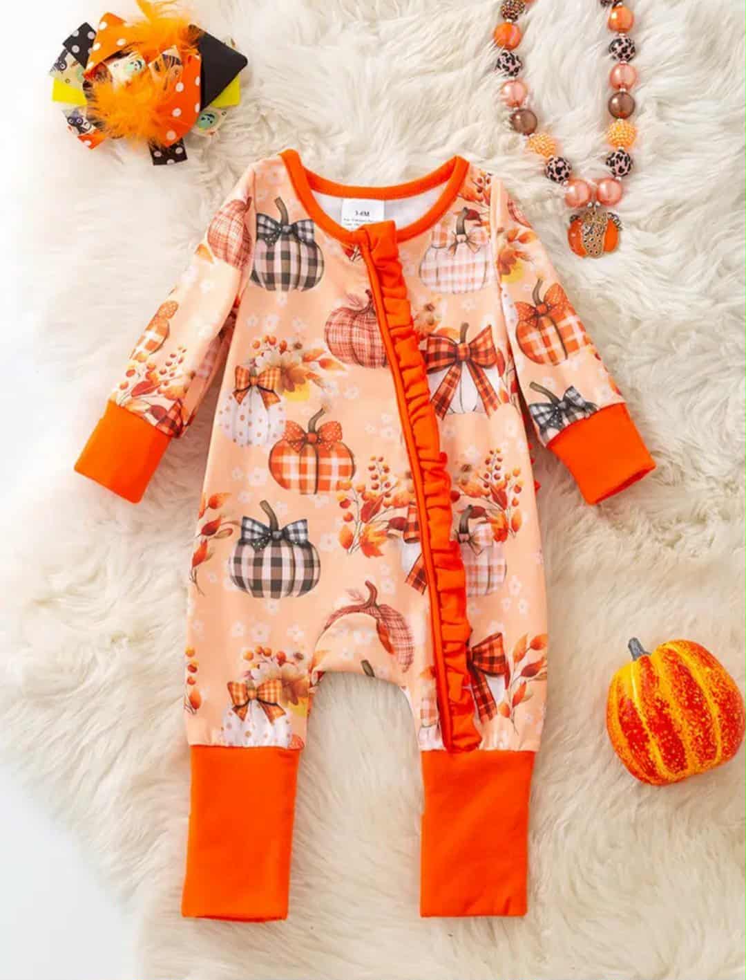 Pumpkin Coquette baby onesie
