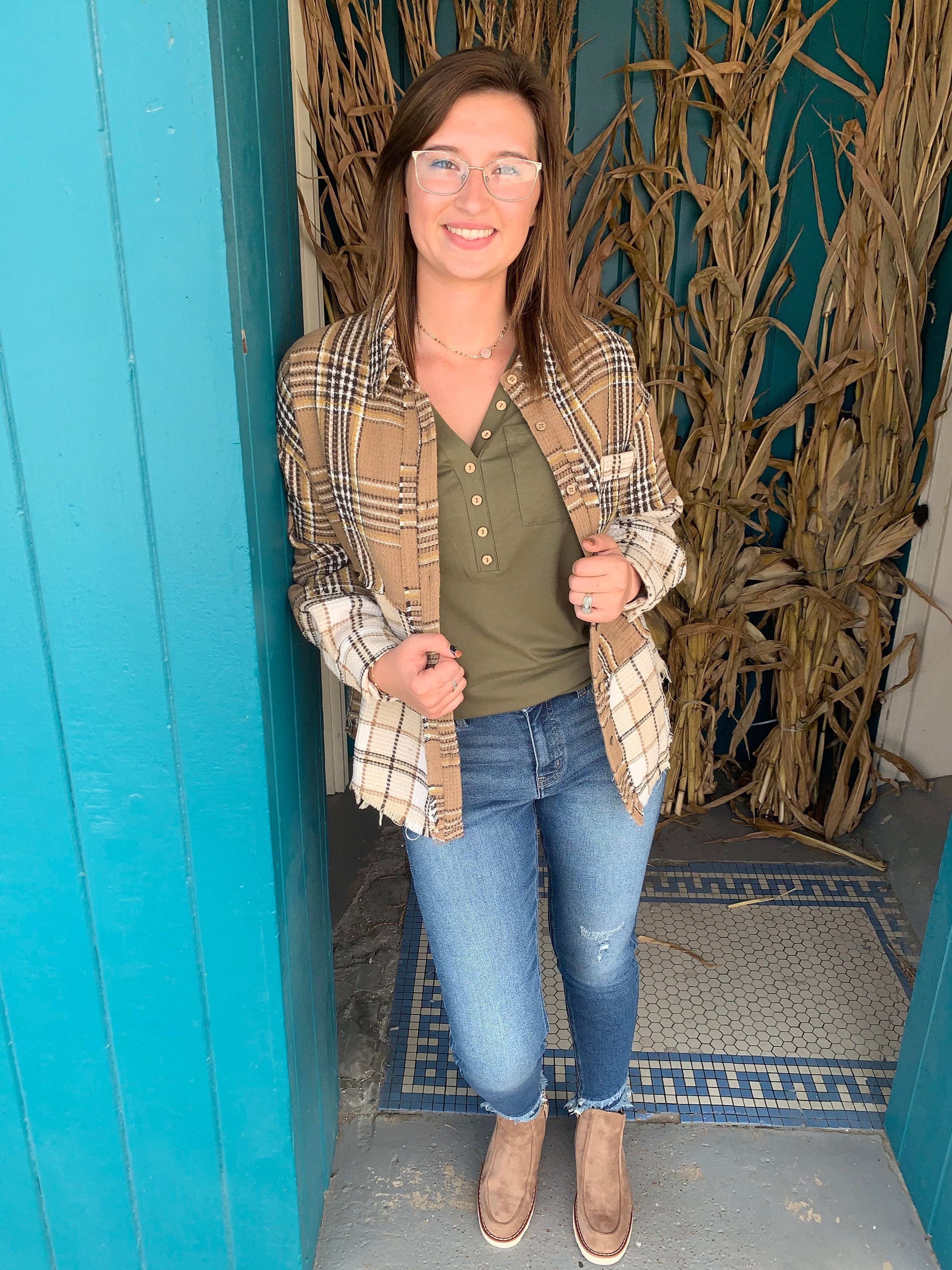 Mixed Plaid Oversized Shacket