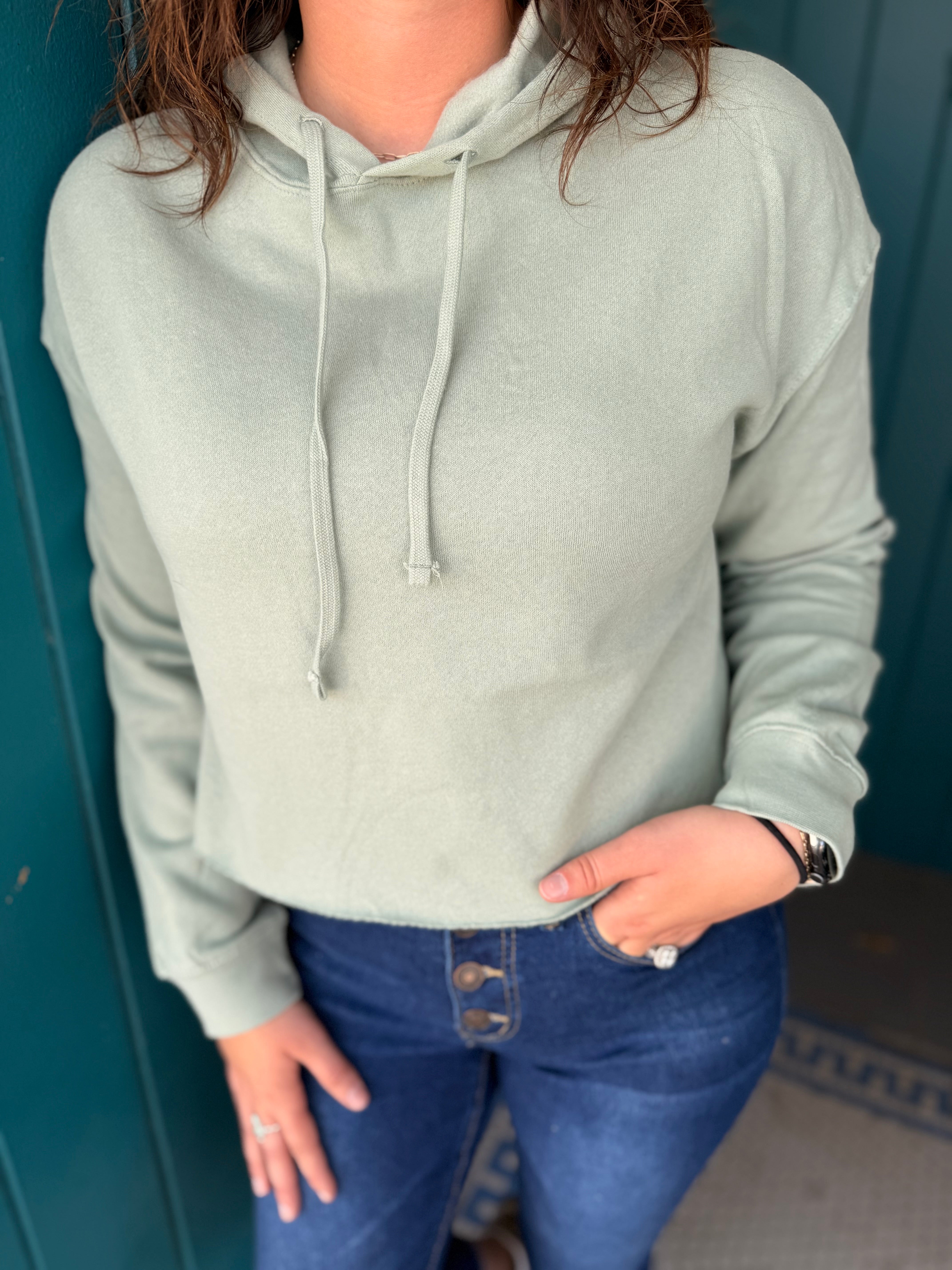 Lightweight Crop Hooded Sweatshirt