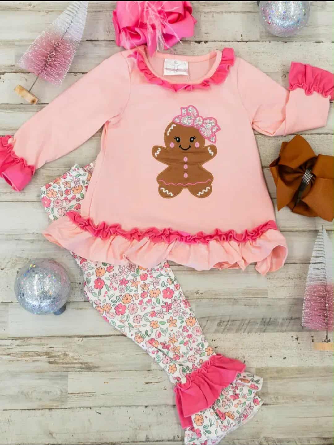 Kid's Pink Gingerbread Leggings Set