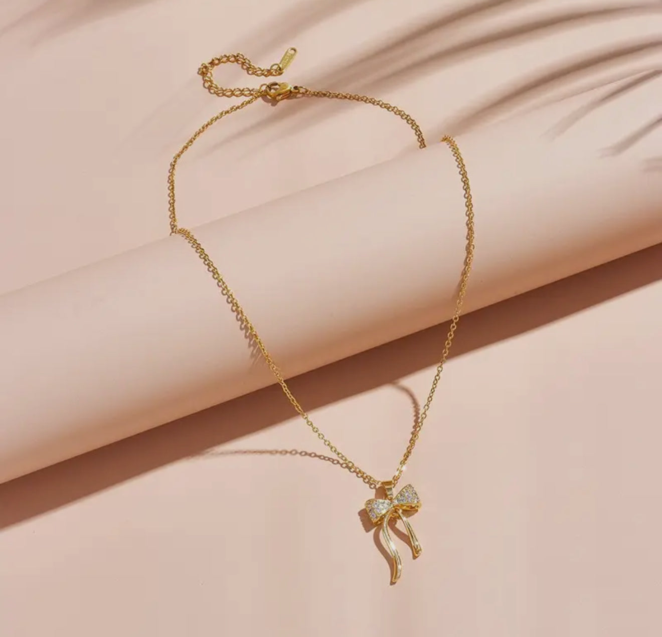 18K Stainless Steel Tarnish Free Bow Necklace