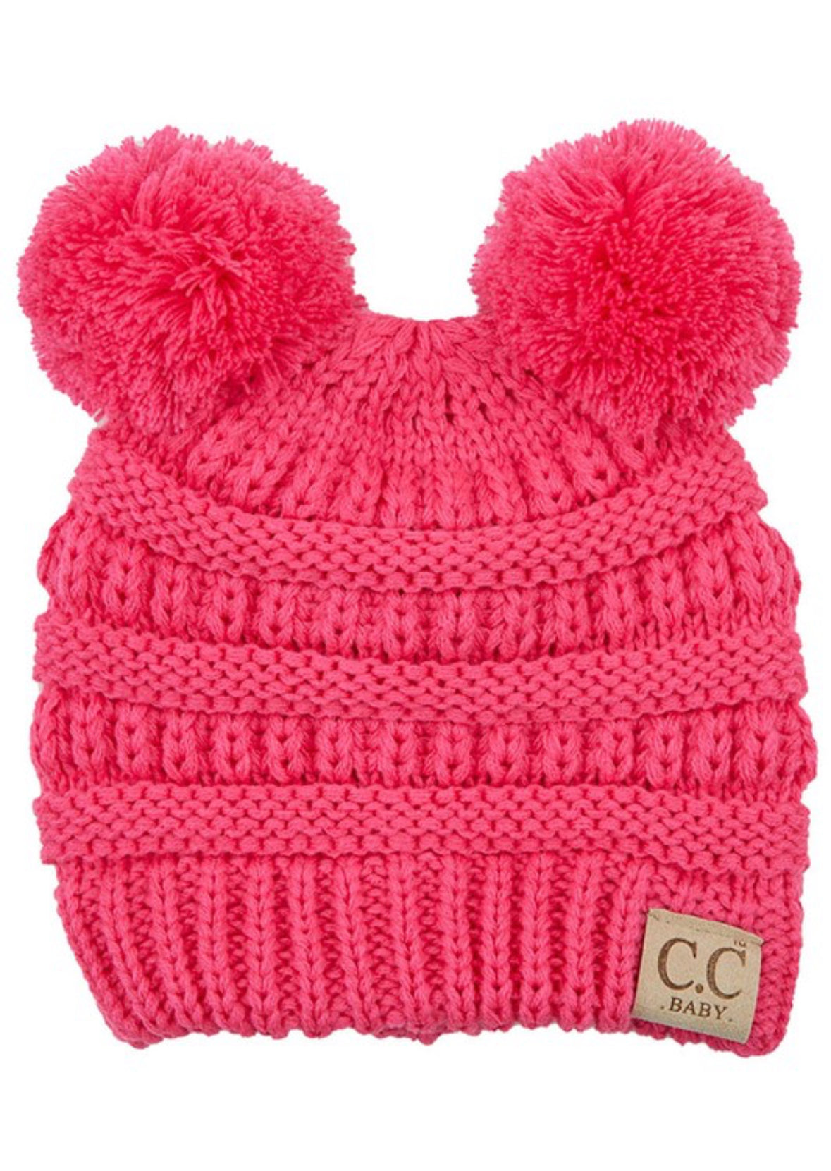 C.C Baby knit beanie with double pom pom