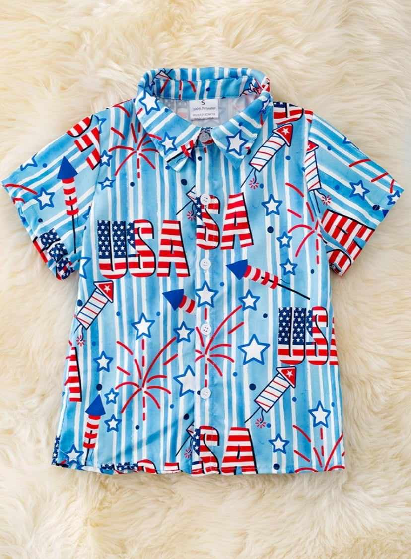 Kid's (Boy) Patriotic Button Up Shirt