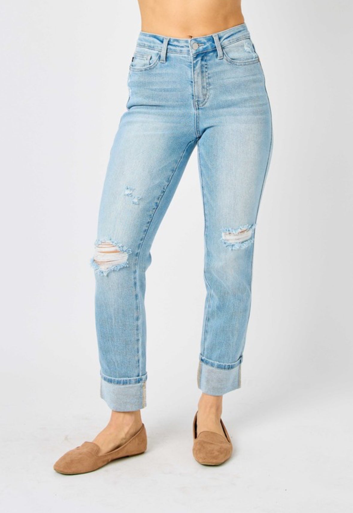 Judy Blue Midrise Americana Flag Cuff BF Jeans