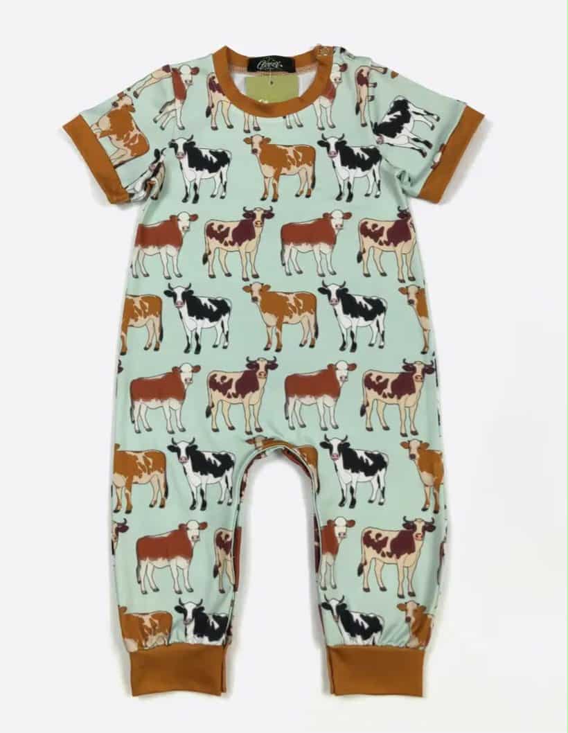 Aqua Cattle Baby Romper