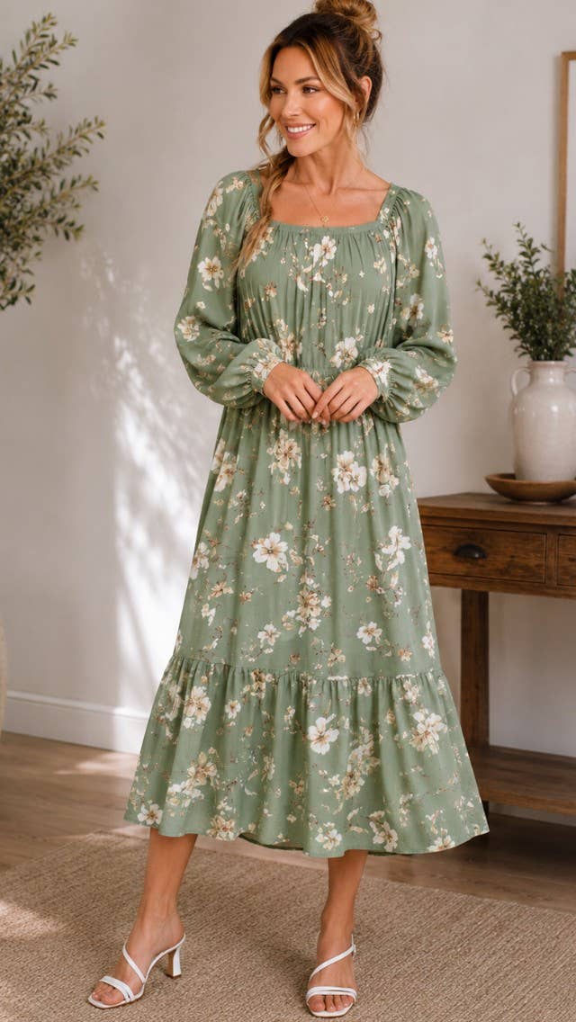 Sage Floral dress