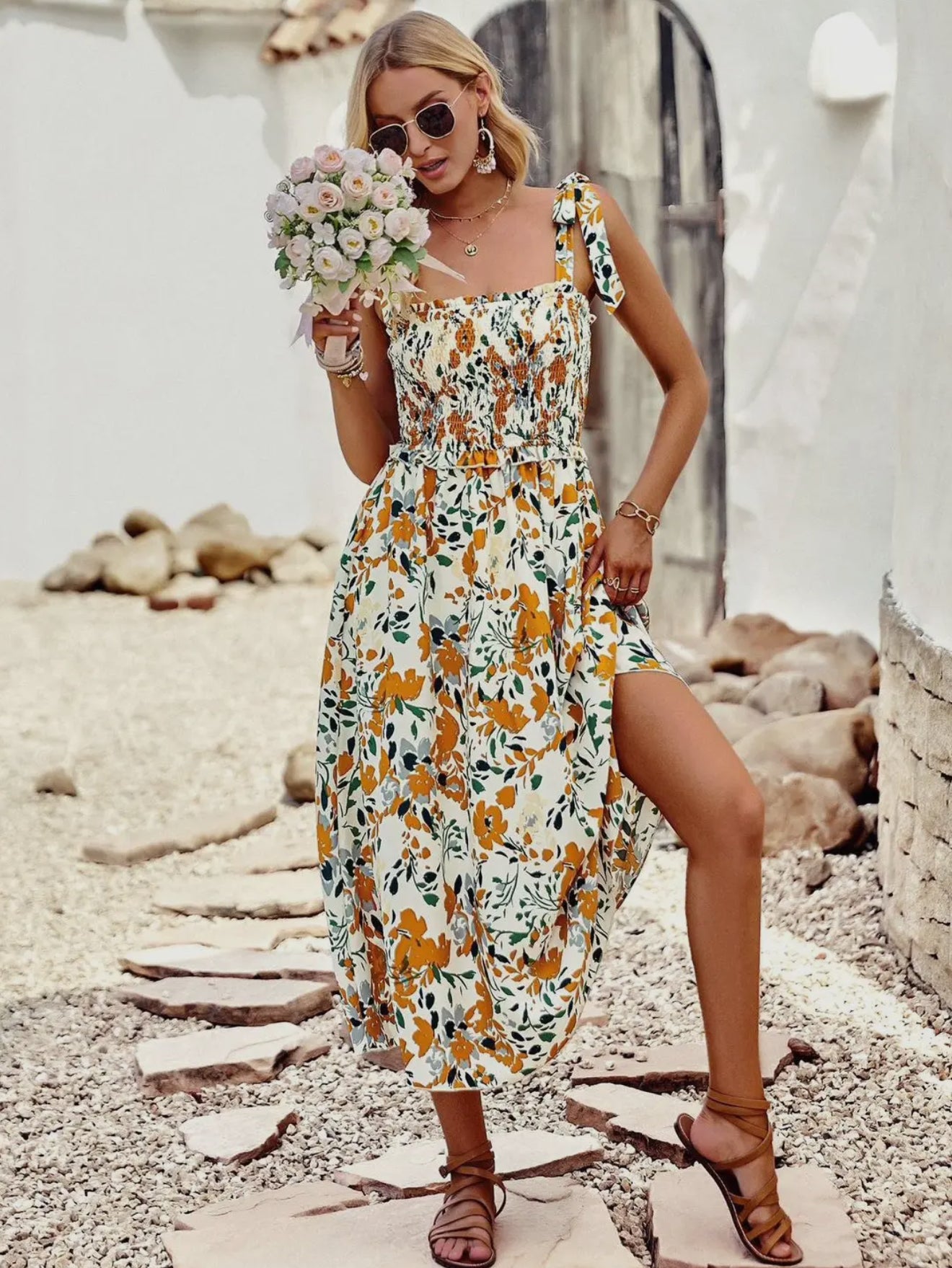 Fall Smocked Midi Dress