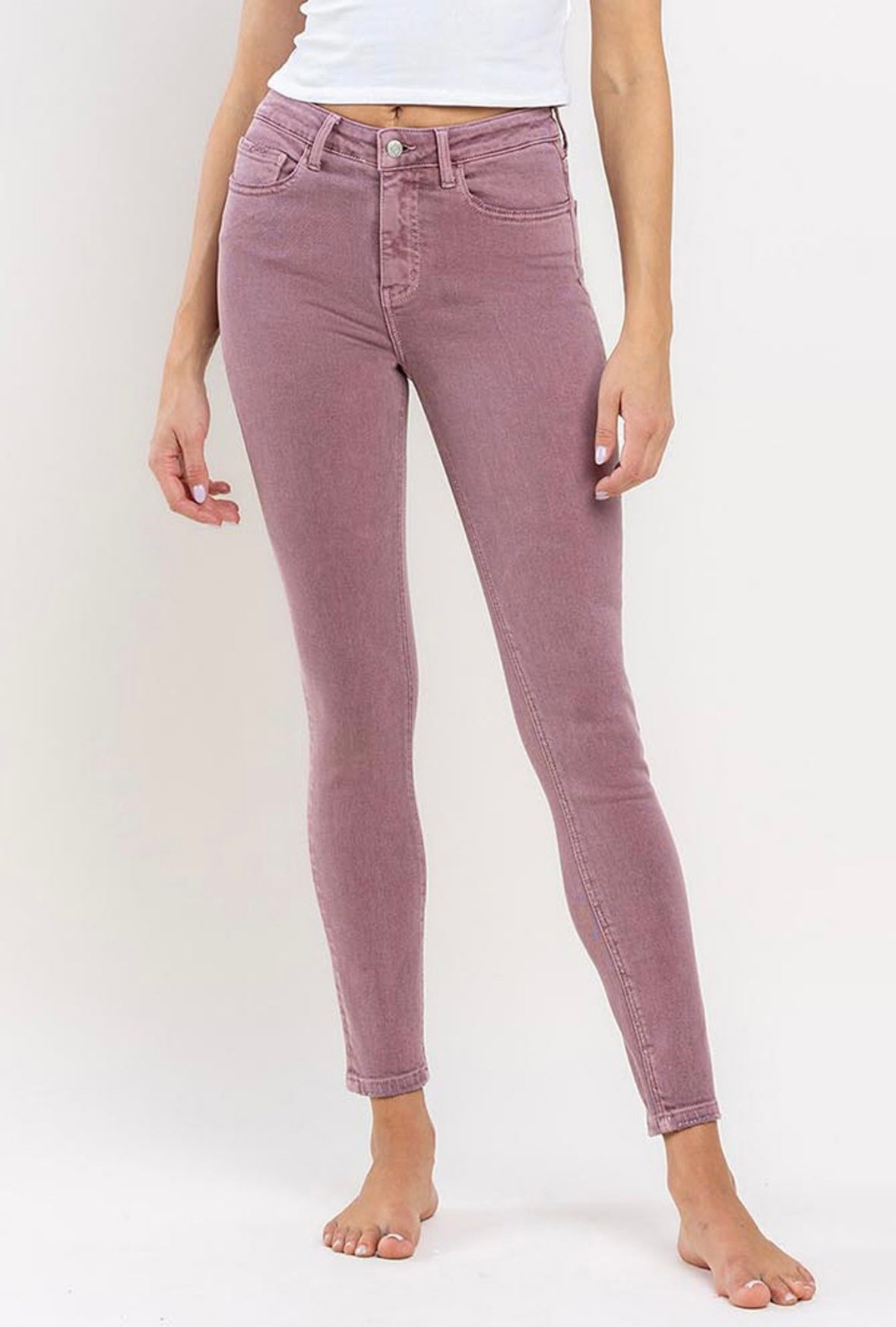 Mauve High Rise Ankle Skinny Jeans