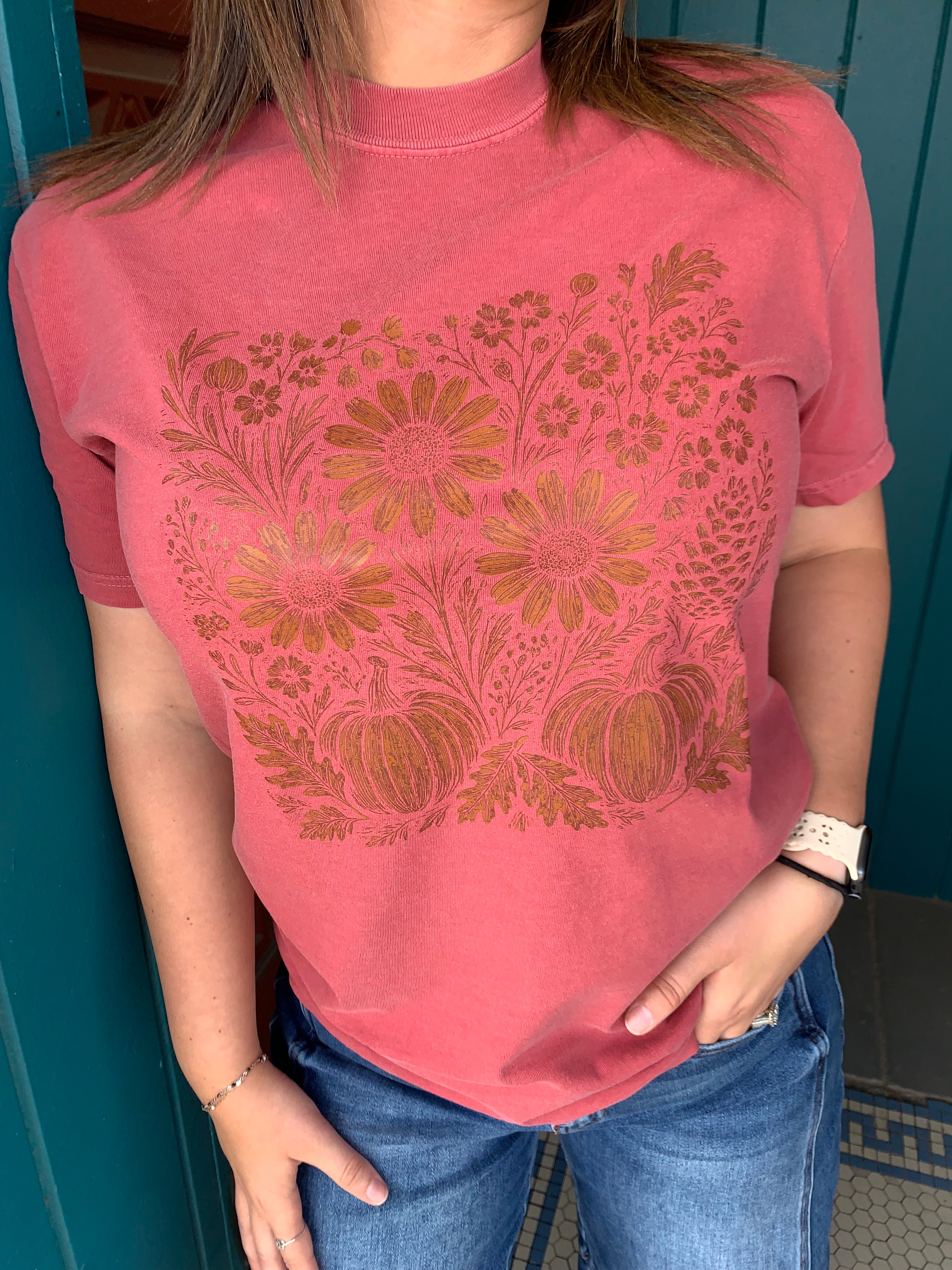 Vintage Floral and Pumpkin T-shirt