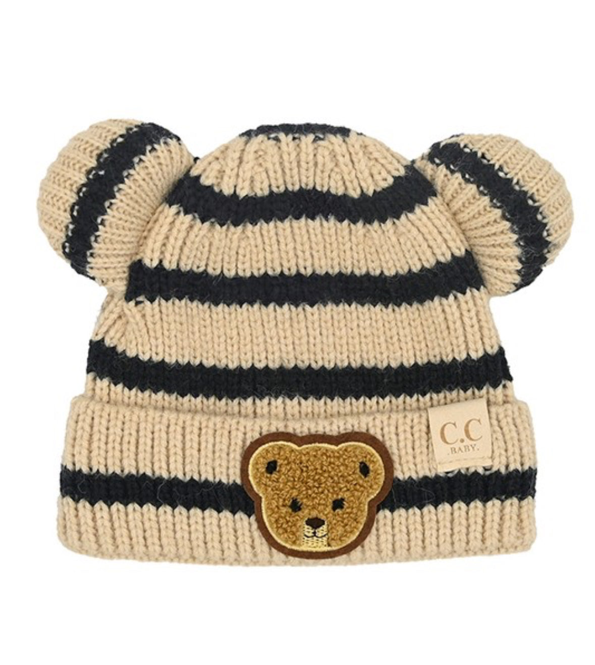 C.C Baby Stripe Teddy Bear Beanie Winter Hat