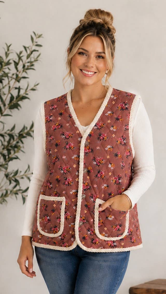 Mauve Printed Vest