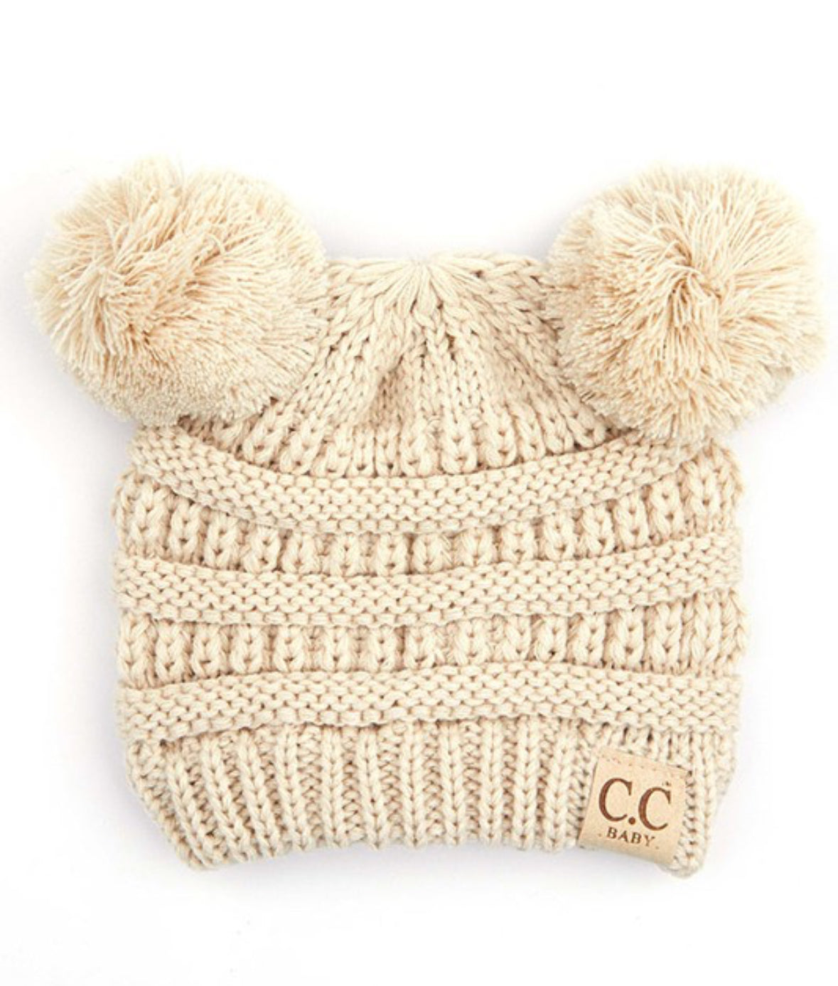 C.C Baby knit beanie with double pom pom