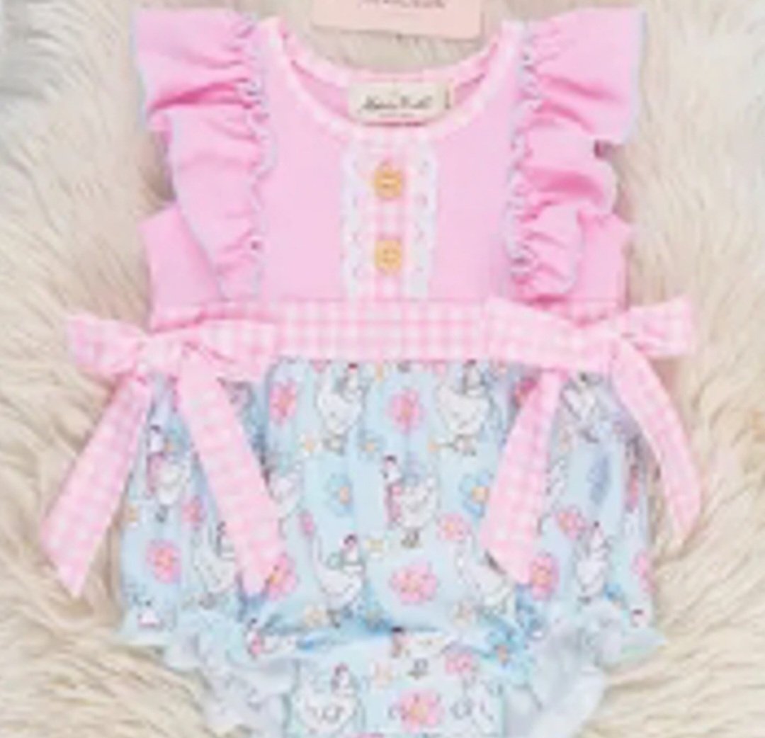 Happy Chicken Ruffle Bubble Romper