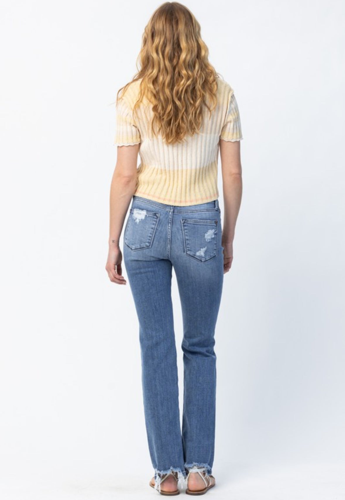 Judy Blue Destroy Straight Mid Rise Jeans