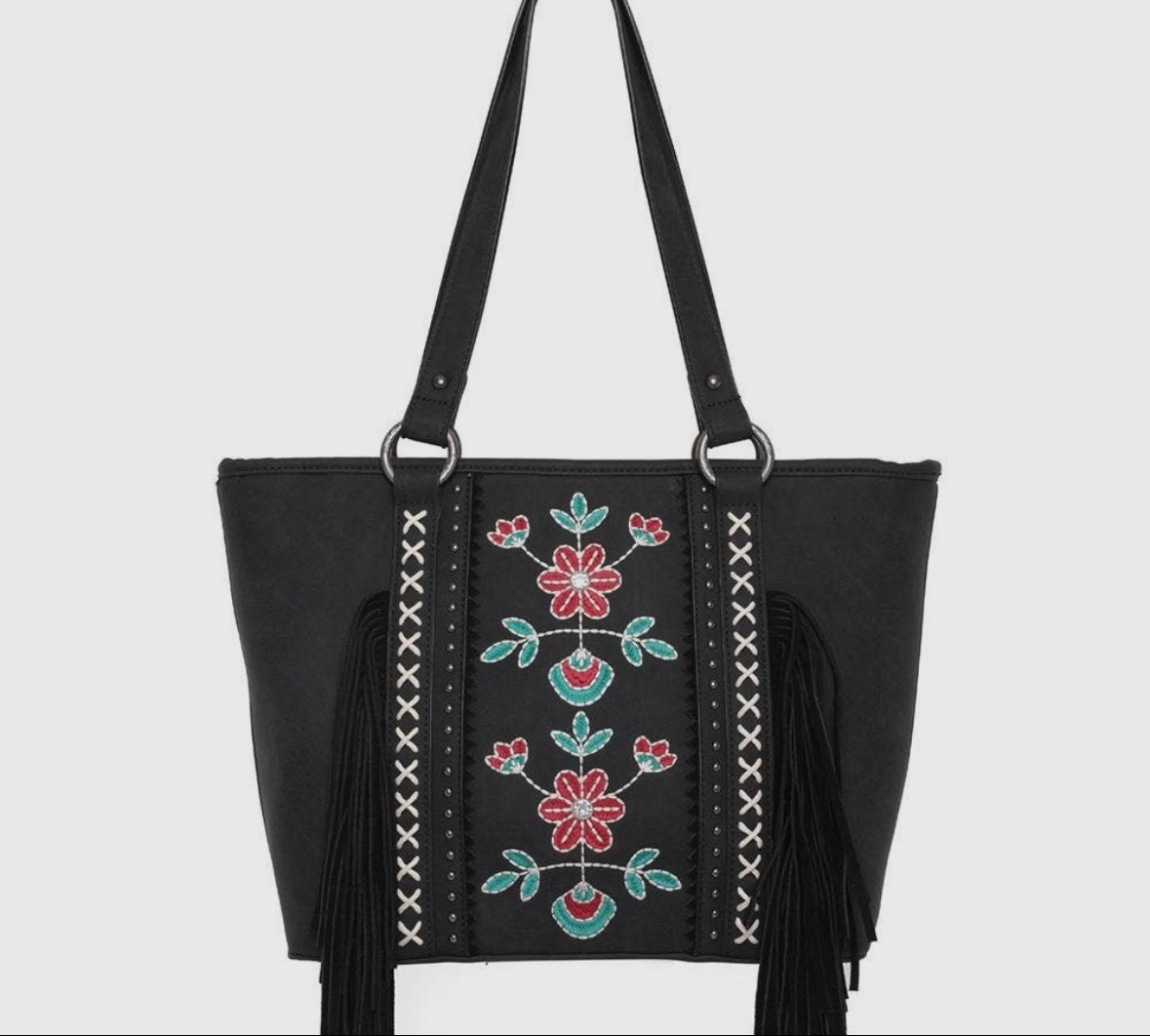 Wrangler Embroidered Floral Fringe Tote