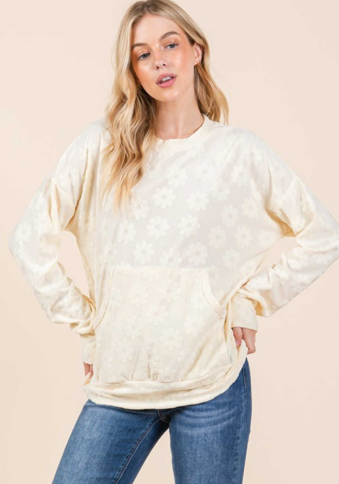 Floral Textured Sweatshirt