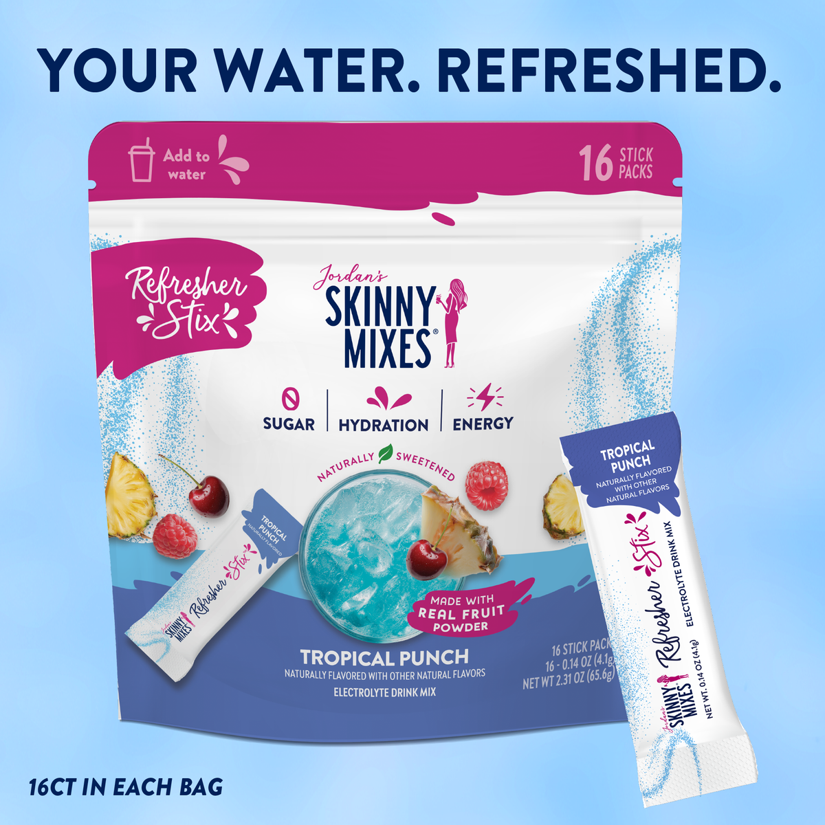 Skinny Mixes Refresher Stix- Tropical Punch