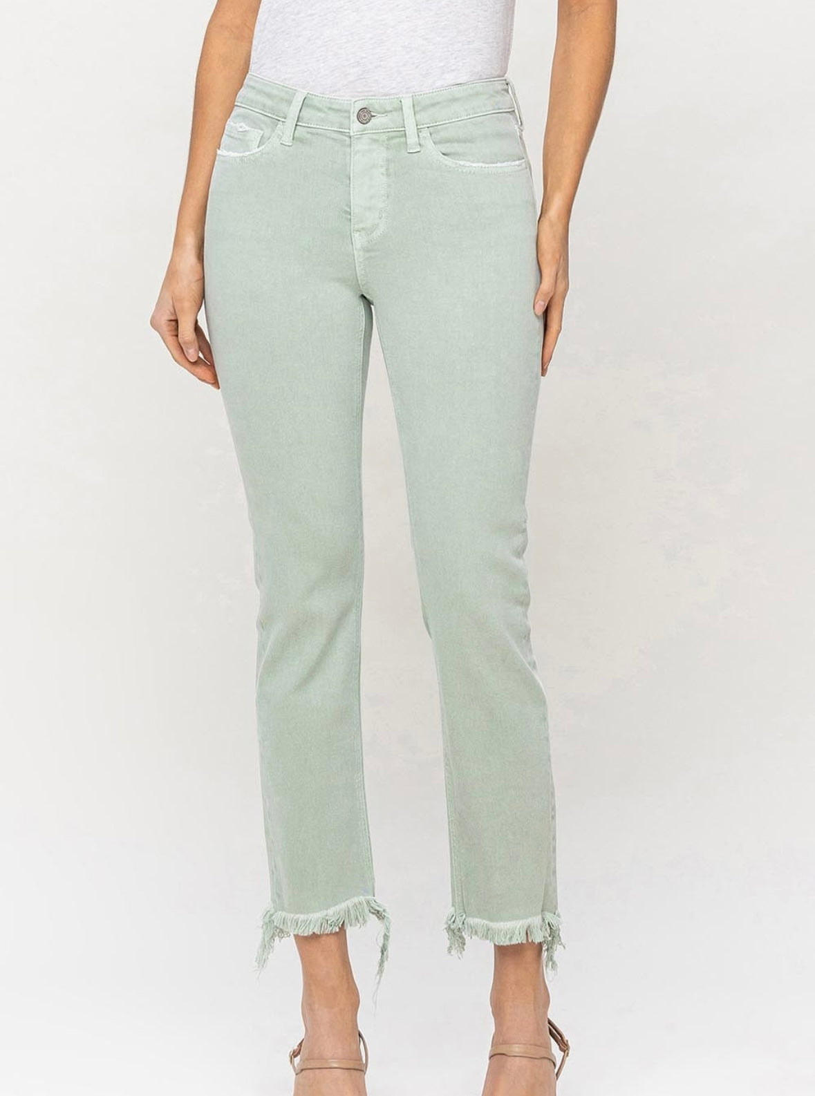 Mint Mid Rise Crop Straight Jeans