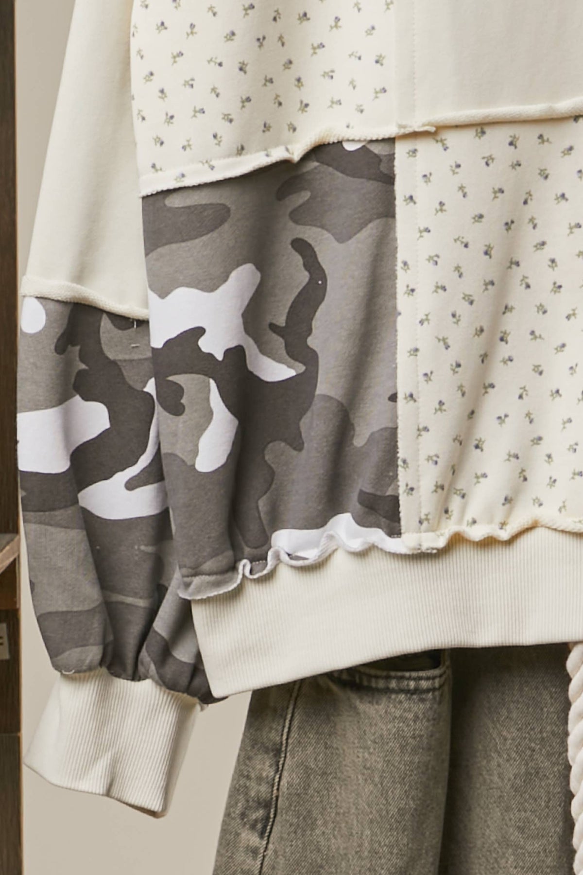 Multi Fabric Patchwork Sweatshirt