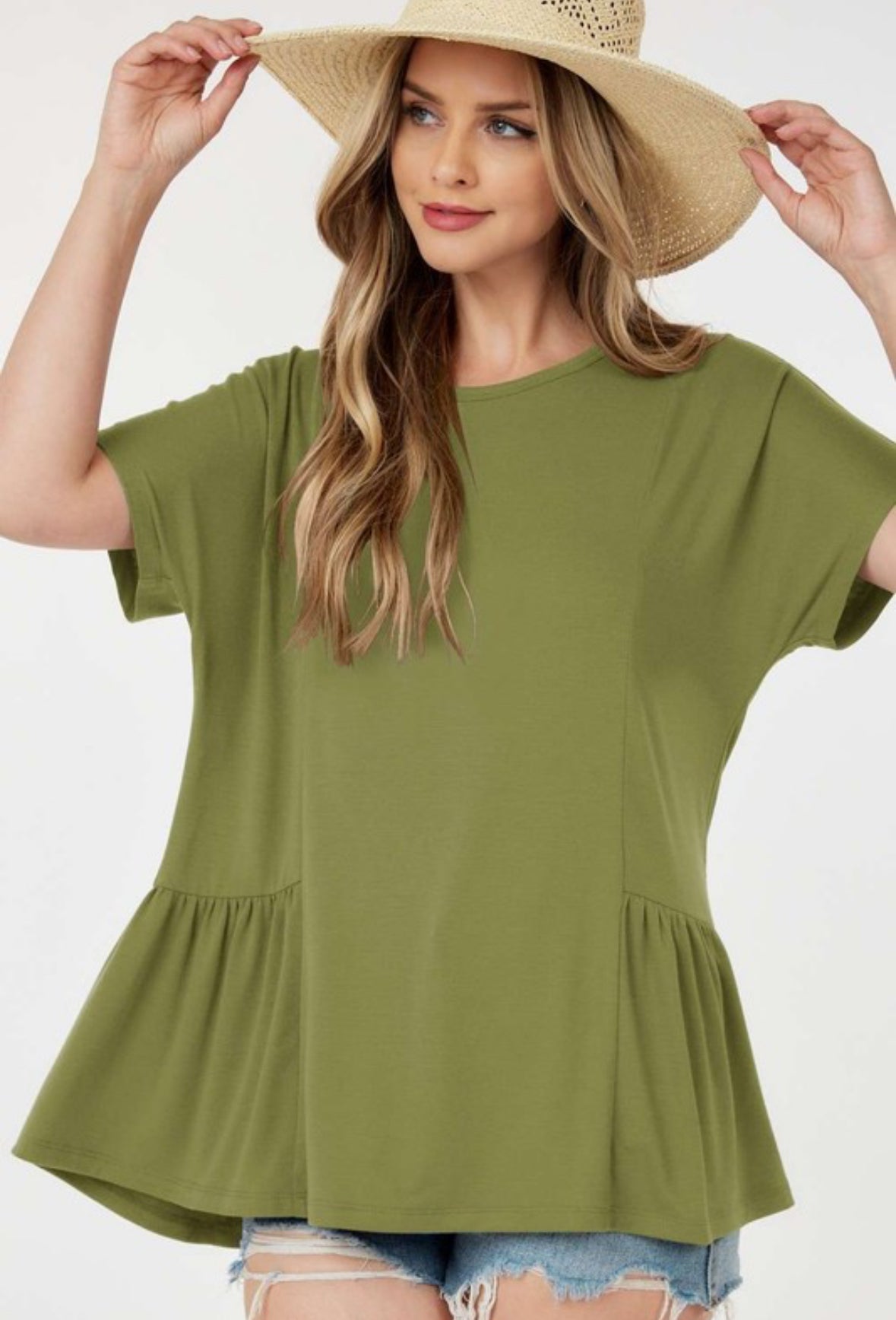 Shirring Round Neck Top