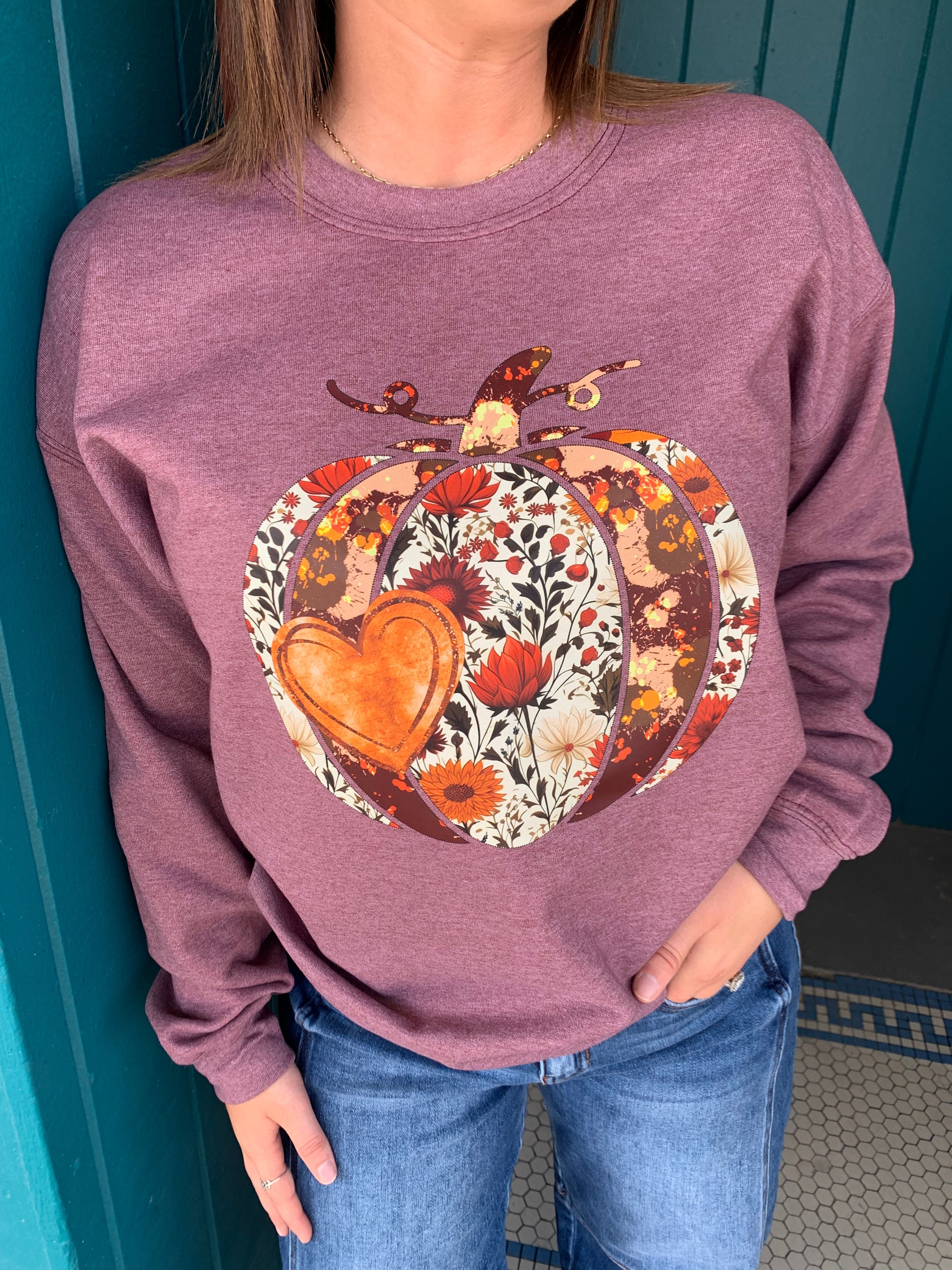 Floral/heart/Pumpkin Sweatshirt