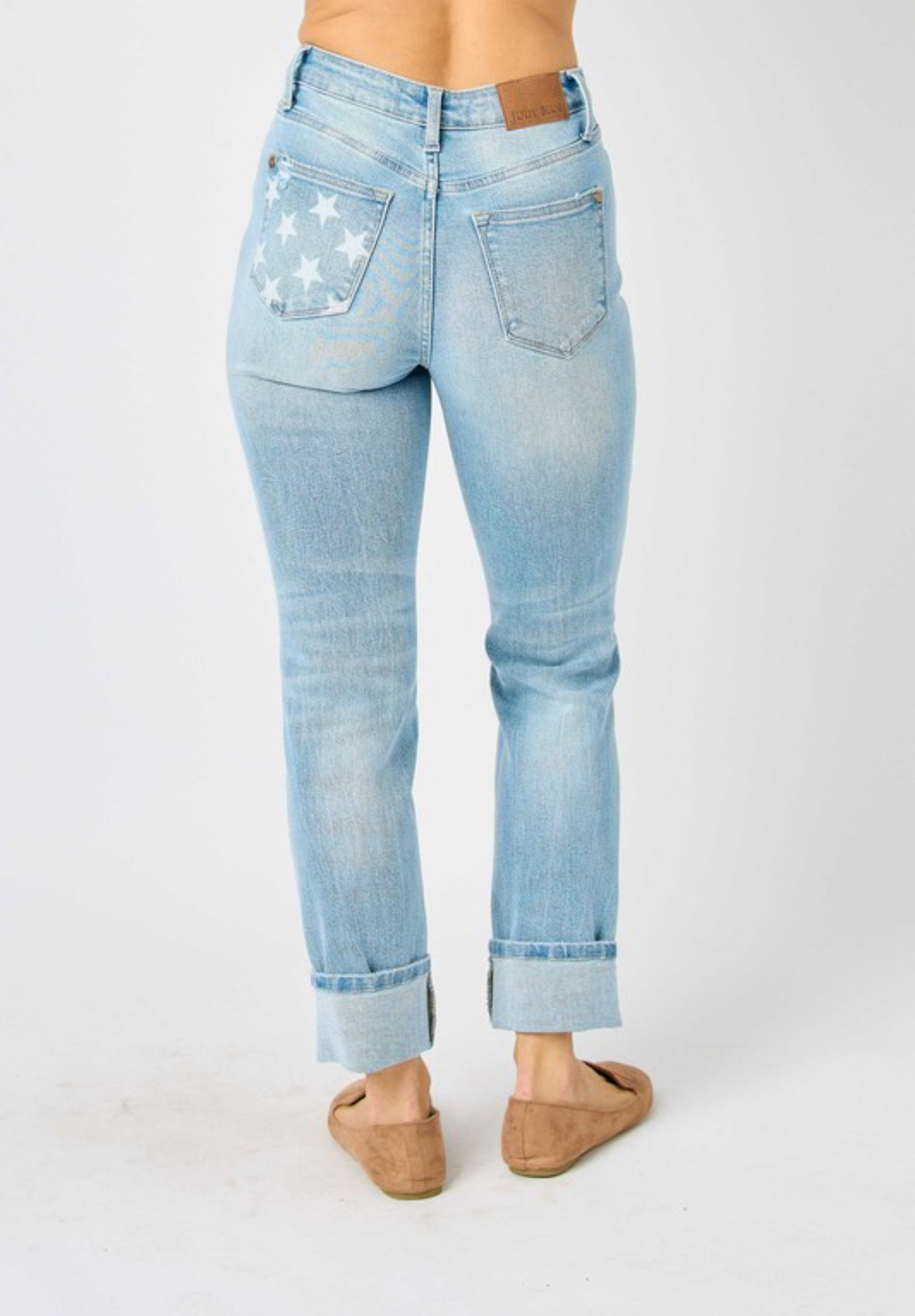 Judy Blue Midrise Americana Flag Cuff BF Jeans