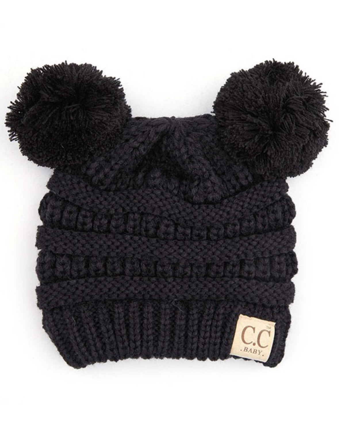 C.C Baby knit beanie with double pom pom