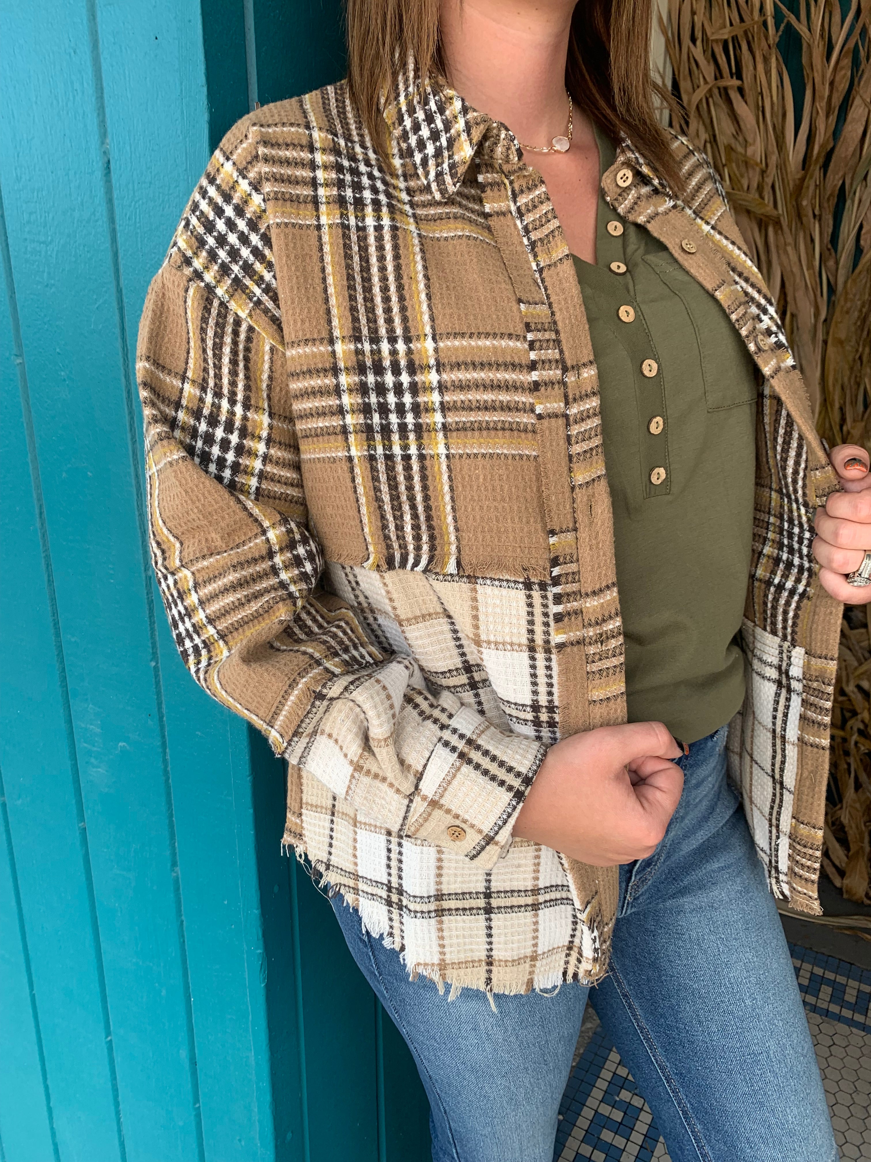 Mixed Plaid Oversized Shacket