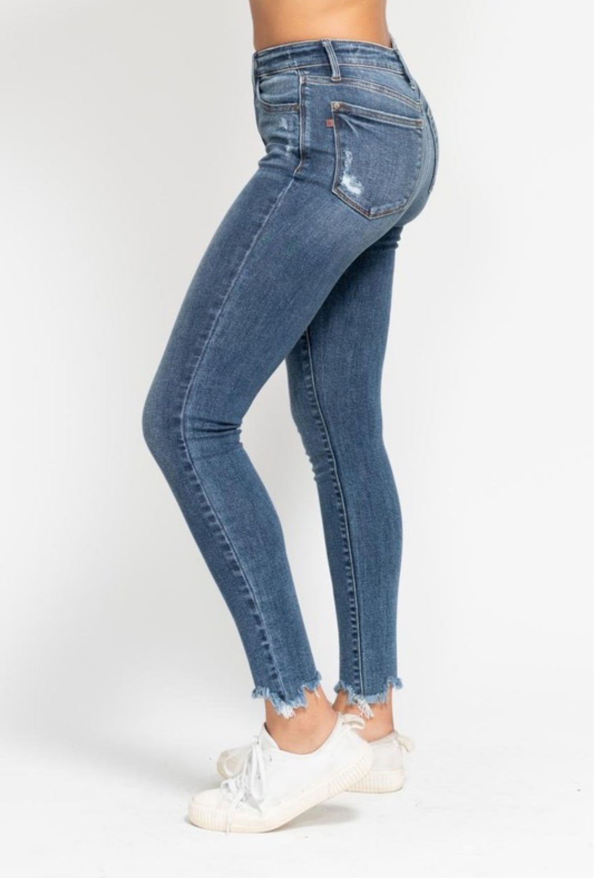 Judy Blue HW Skinny Destroy & Shark Bit Hem Jeans