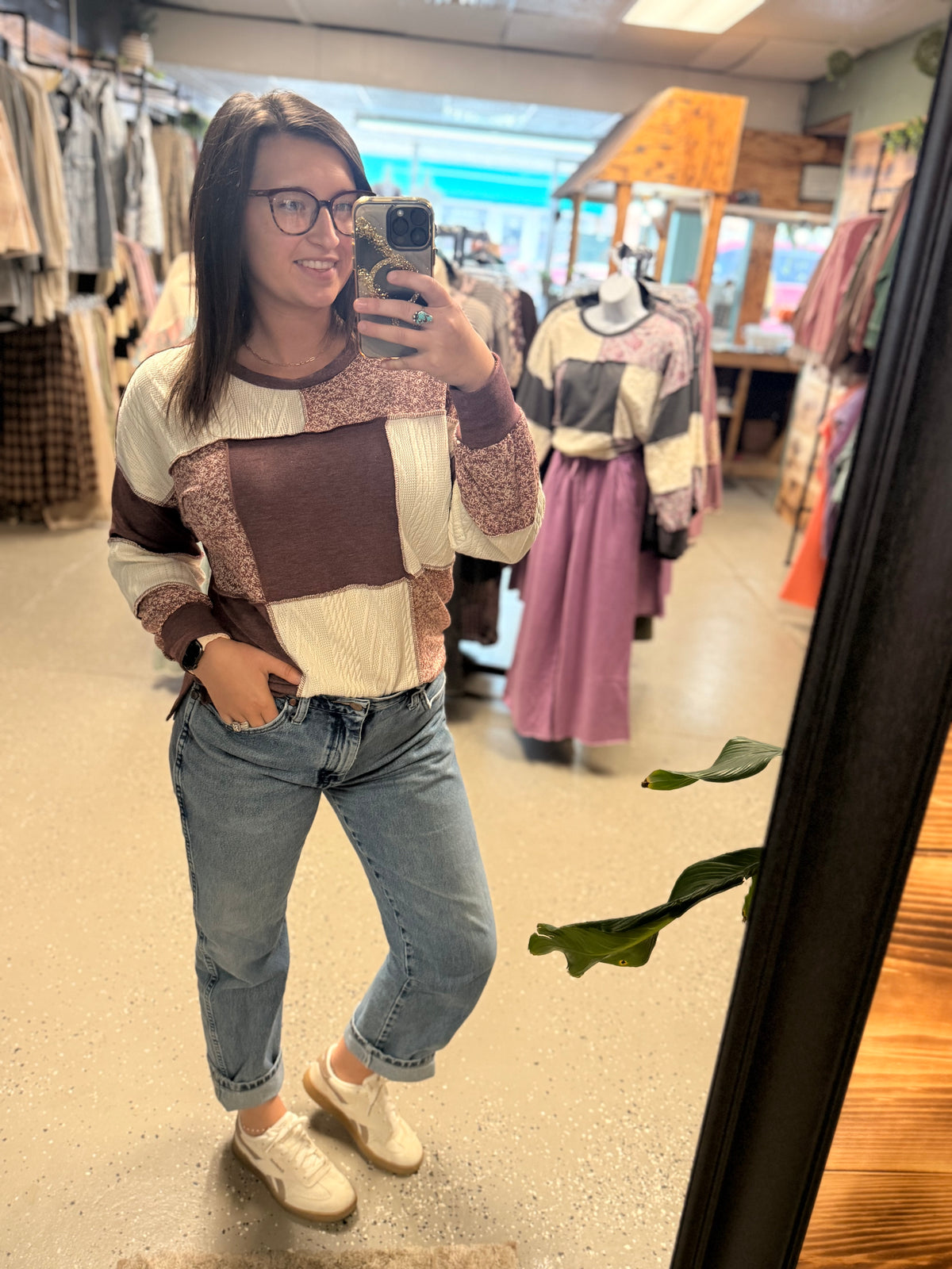 Patchwork Color Block Knit Top