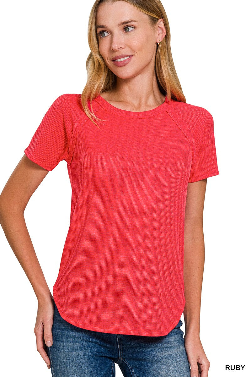 Waffle Short Sleeve Top