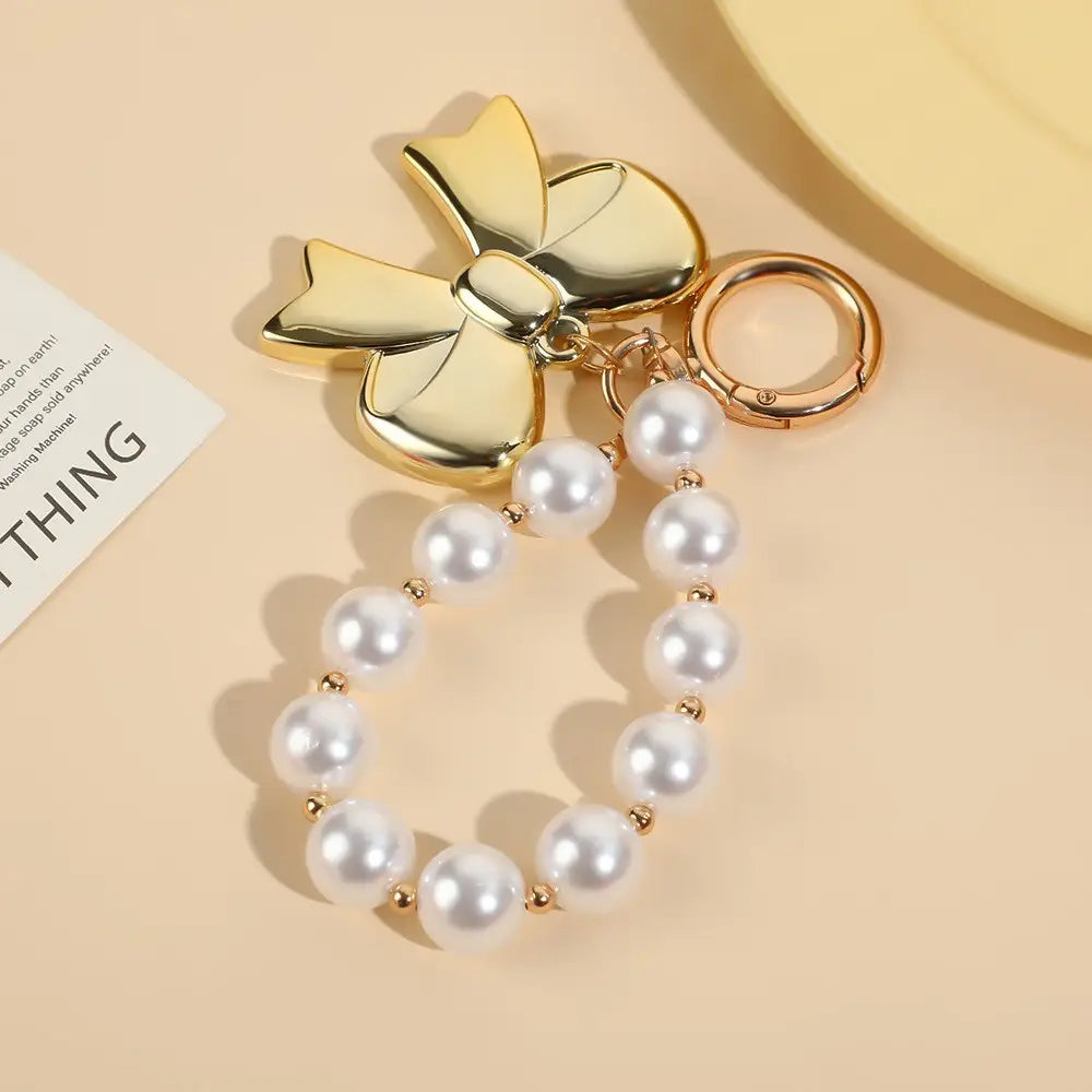 Bag Charm-Pearl Bow Keychain Bag Charm