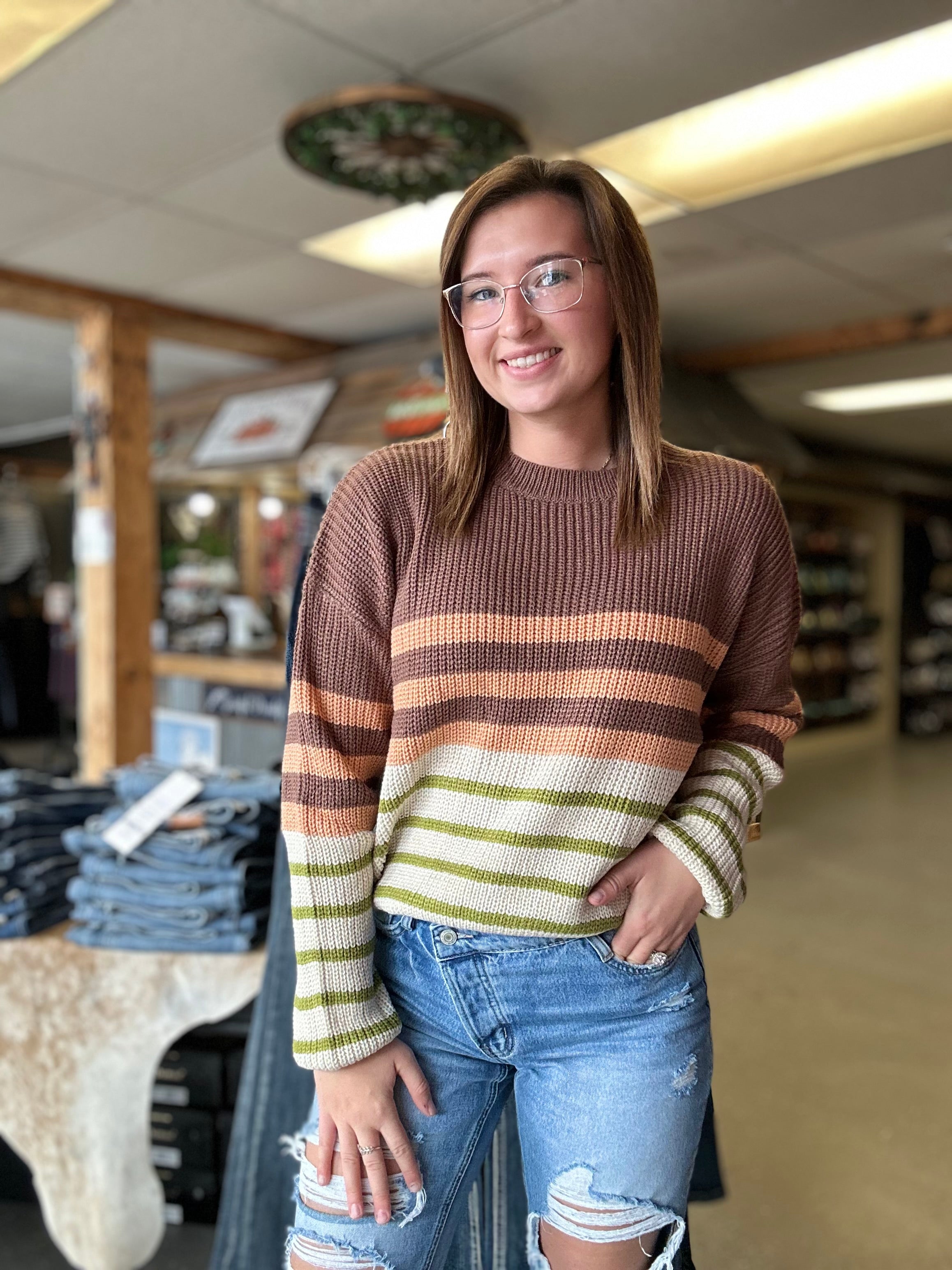 Color Block Striped Sweater