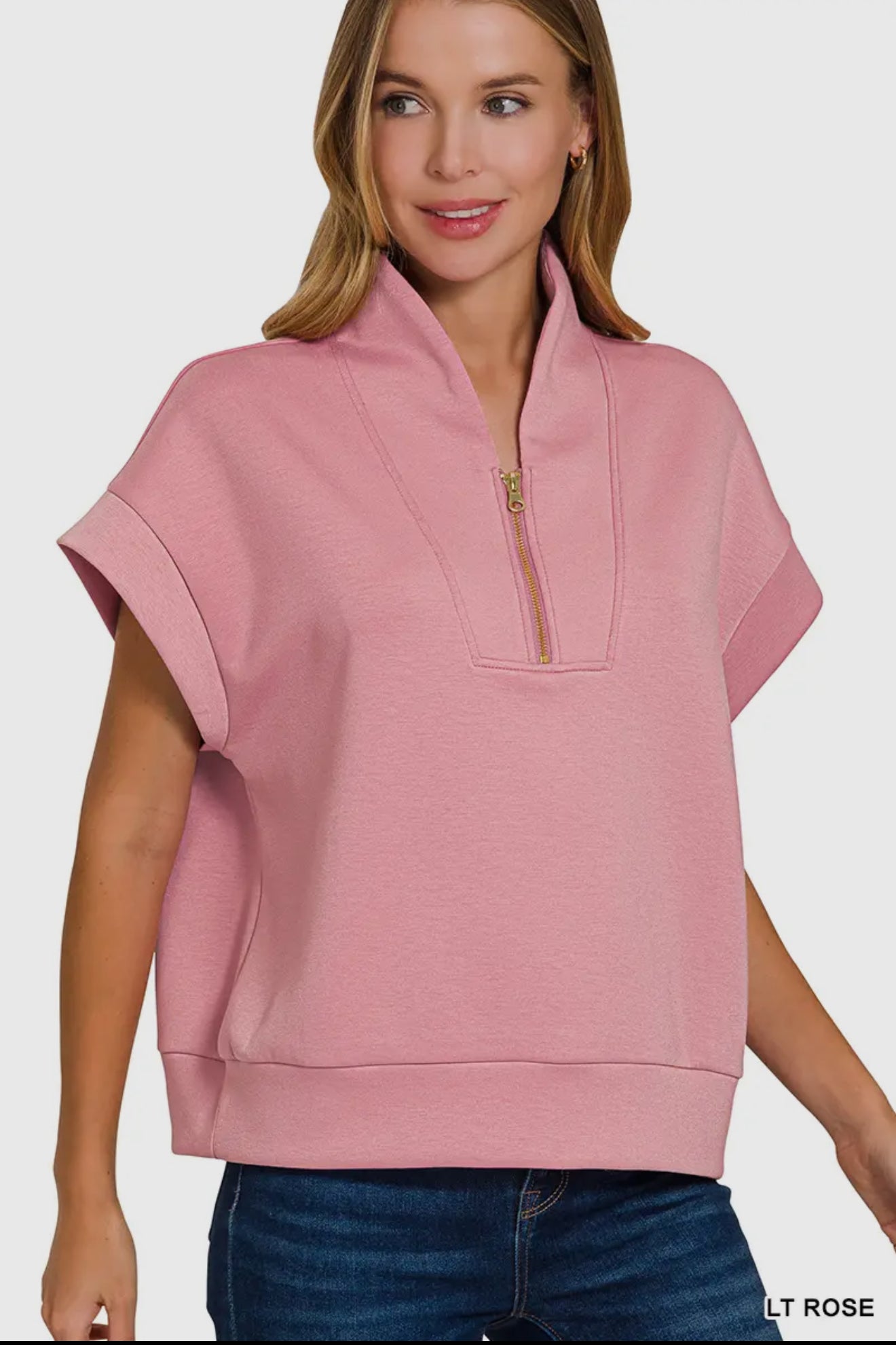 High Neck Half Zip Vest Top